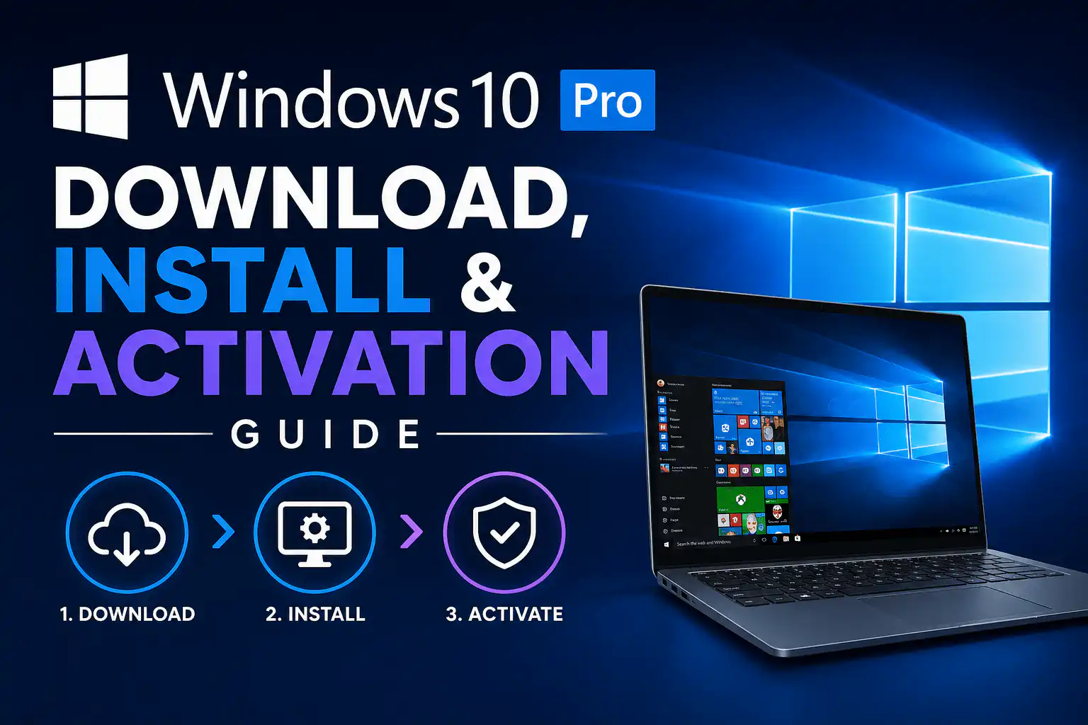 windows 10 Pro downlaod install and activation
