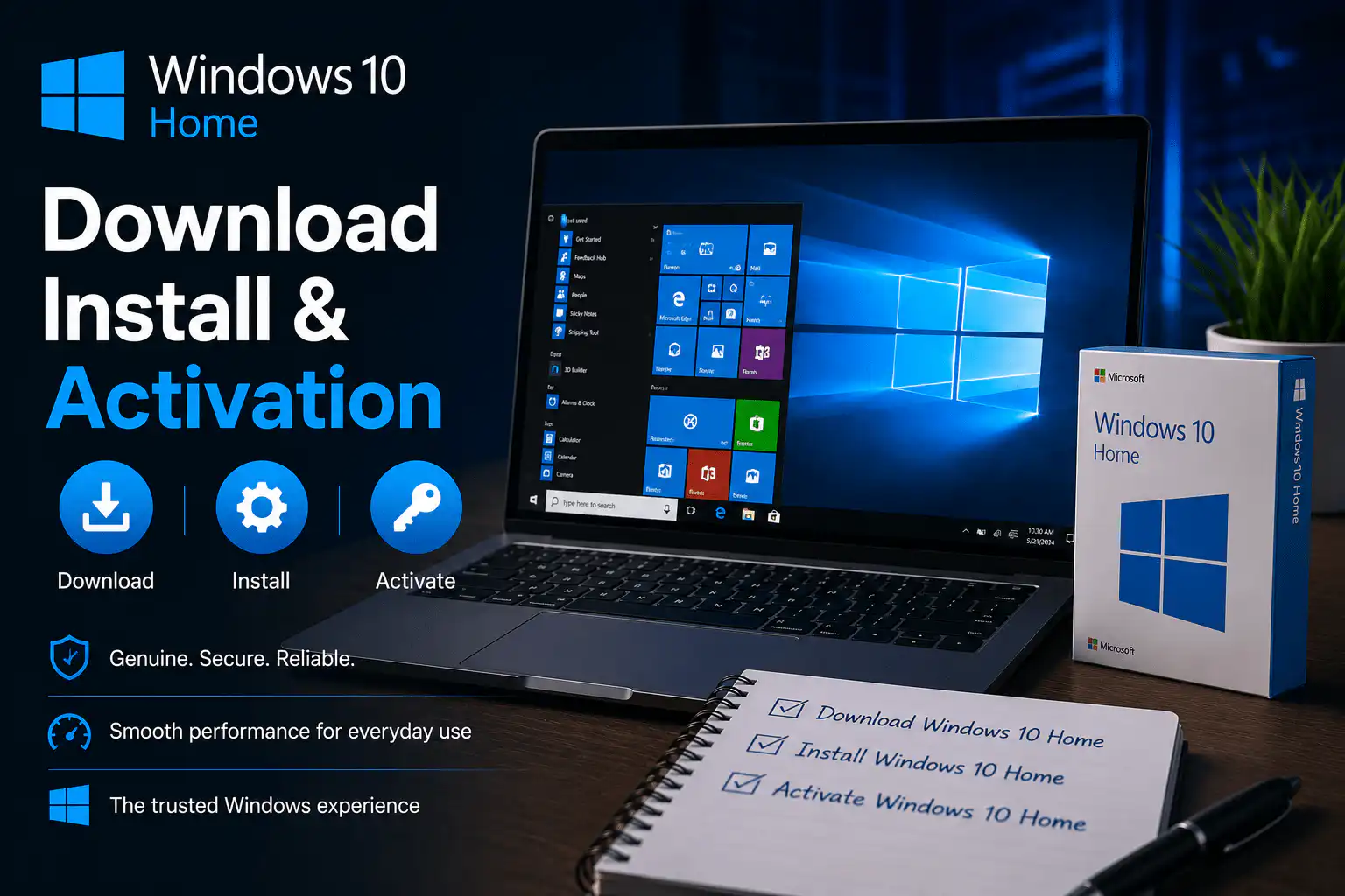 windows 10 home download install and activation